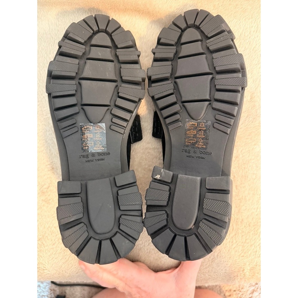 Rag & Bone Shiloh 2.0 Black Suede Lug Sole Loafers Shoes Womens 36.5 US 6.5 - Picture 7 of 8